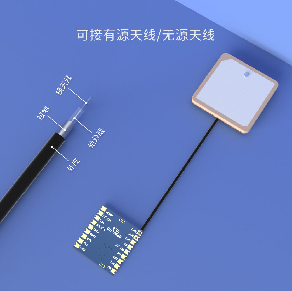 GPS模塊GPS02-TD接GPS有源天線/無(wú)源天線